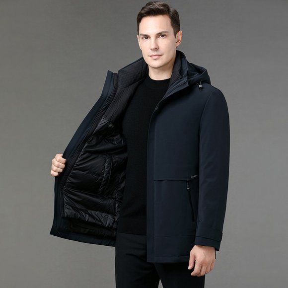 Luxury Light - Men's Casual Warm White Goose Down Jacket - Picture 2 of 14